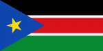 South Sudan Flag – a horizontal tricolour of black, red, and green, fimbriated with white stripes; with a sky-blue equilateral triangle based on the hoist side bearing a yellow star