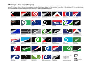 Illustrated chart of New Zealand Flag referendum longlist, 2015