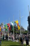 Flags of the UK's historic counties fly in Parliament Square, 23 July 2021