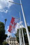 The Leicestershire Flag: first raised on 19 July 2021 in Parliament Square, London