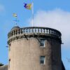 The official Aberdeenshire flag flies over Castle Fraser at its unveiling, 22 April 2023