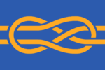 FIAV logo and flag – an open knot of gold threads on a blue field