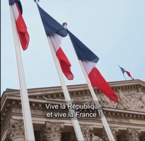 French Tricolores fly outside the Assemblée nationale, Paris, on 15 February 2024 to celebrate the 230th anniversary of the flag 